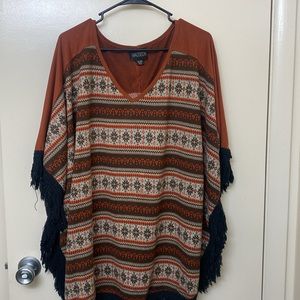 Maddison Burnt orange & brown poncho